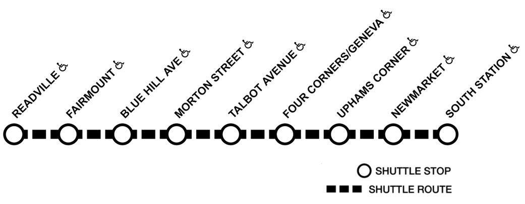 Line map of the Fairmount Line closure.