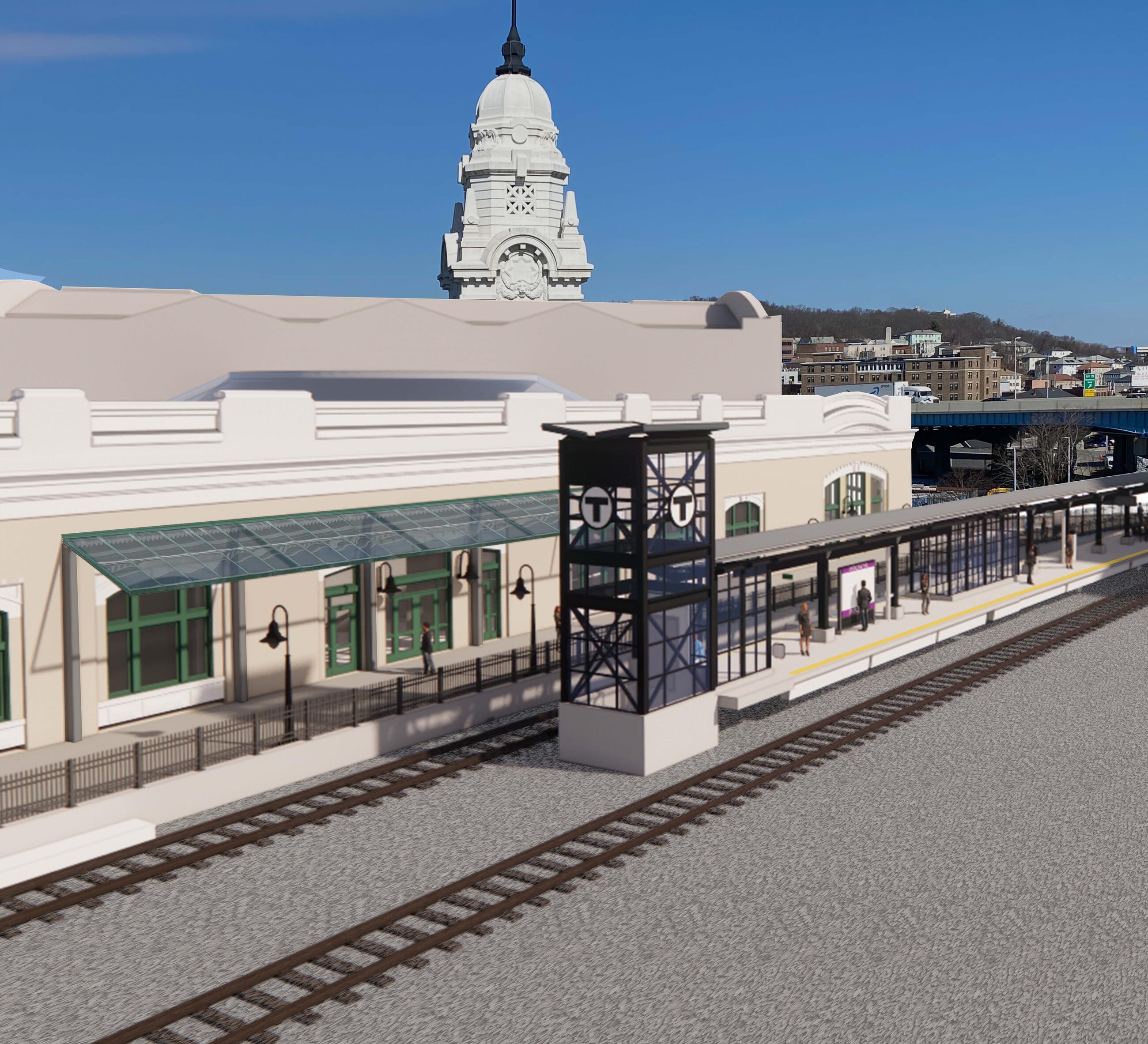 Rendering of the external plaza of the station