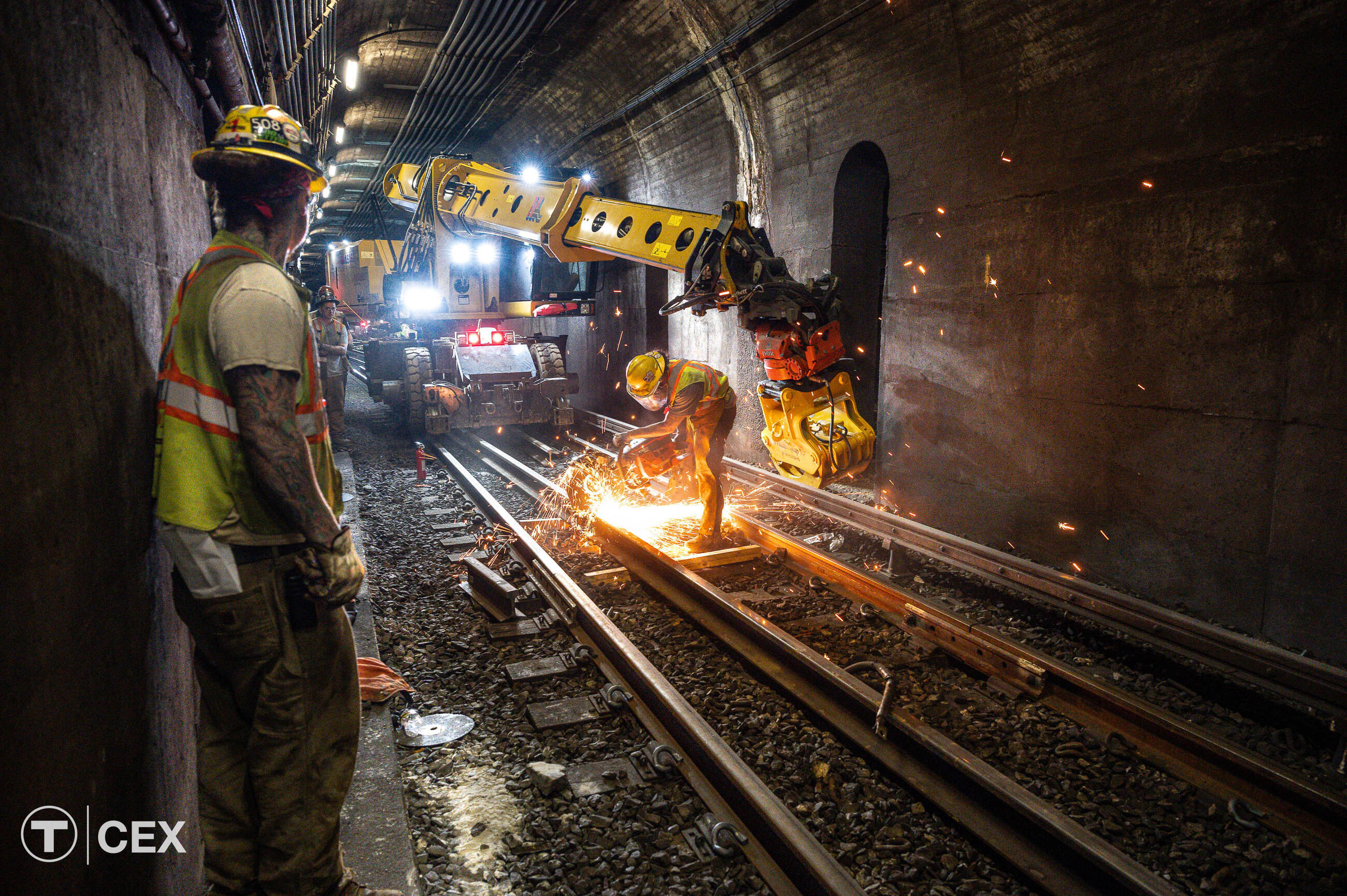 Crews worked in critical track areas during the May Red Line diversion. Complimentary photo by the MBTA Customer and Employee Experience Department.