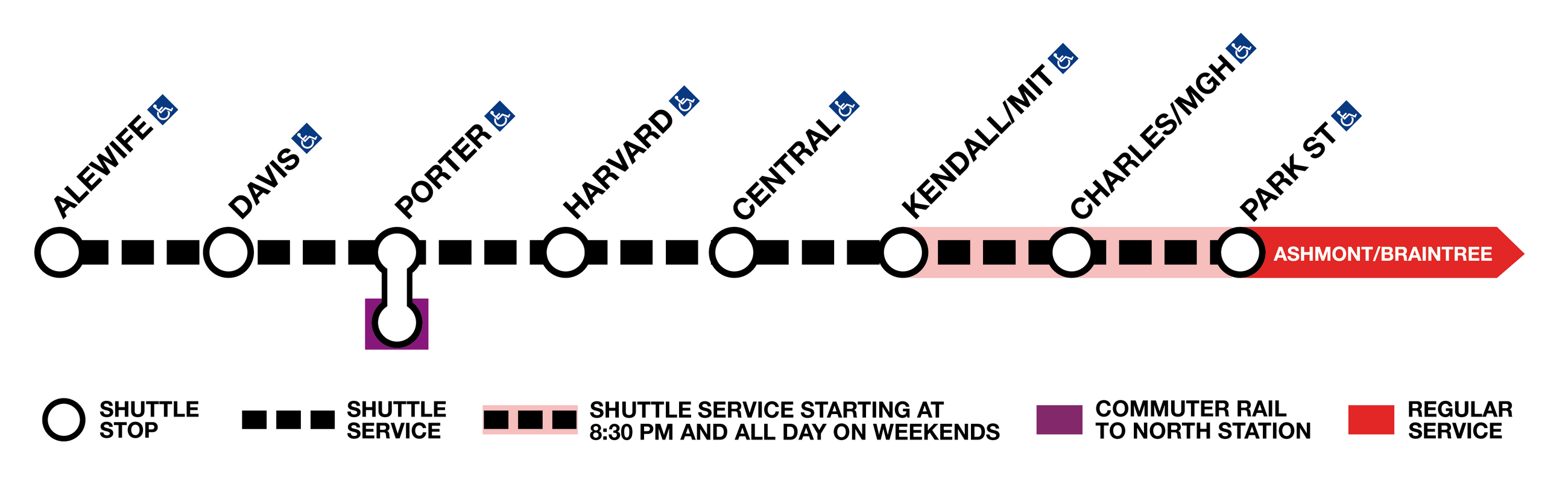 Shuttle service graphic for the Red Line closure.