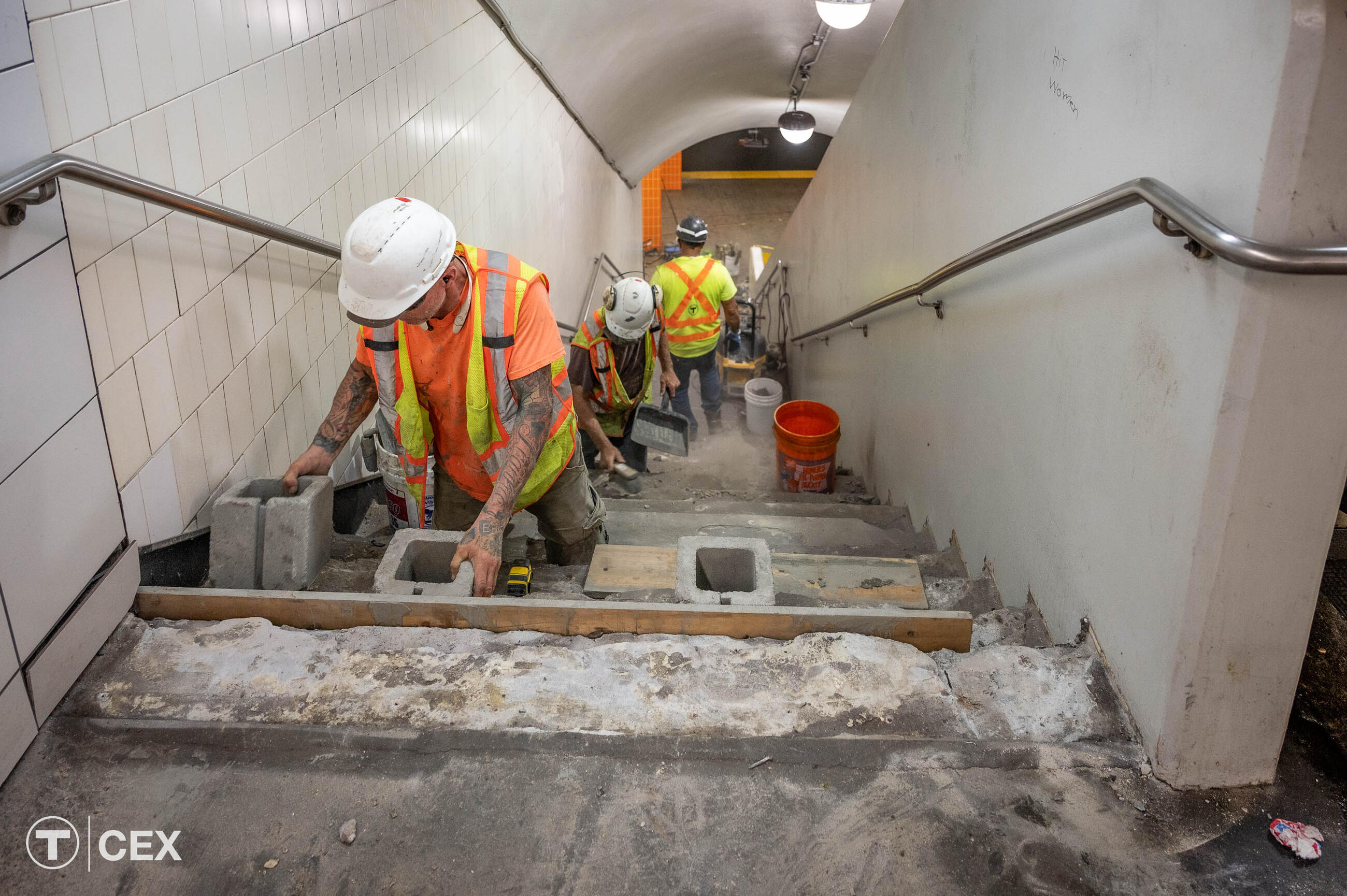 Crews also performed stairwell replacement work at stations throughout the Orange Line. Complimentary photo by the MBTA Customer and Employee Experience Department.