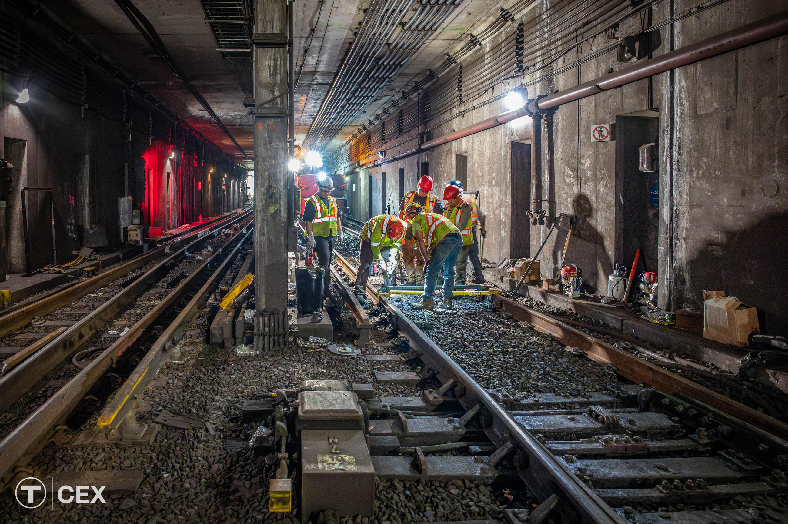 Crews performed track work and more along the Orange Line. Complimentary photo by the MBTA Customer and Employee Experience Department.