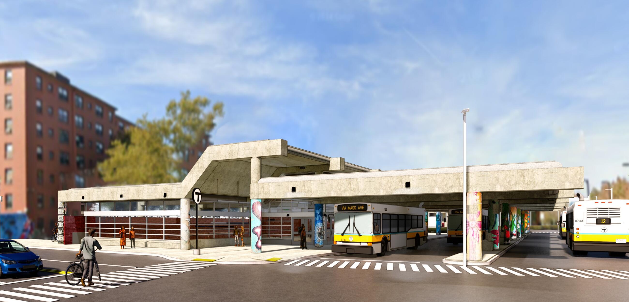 Project rendering showing future upgrades to the exterior of Jackson Square Station