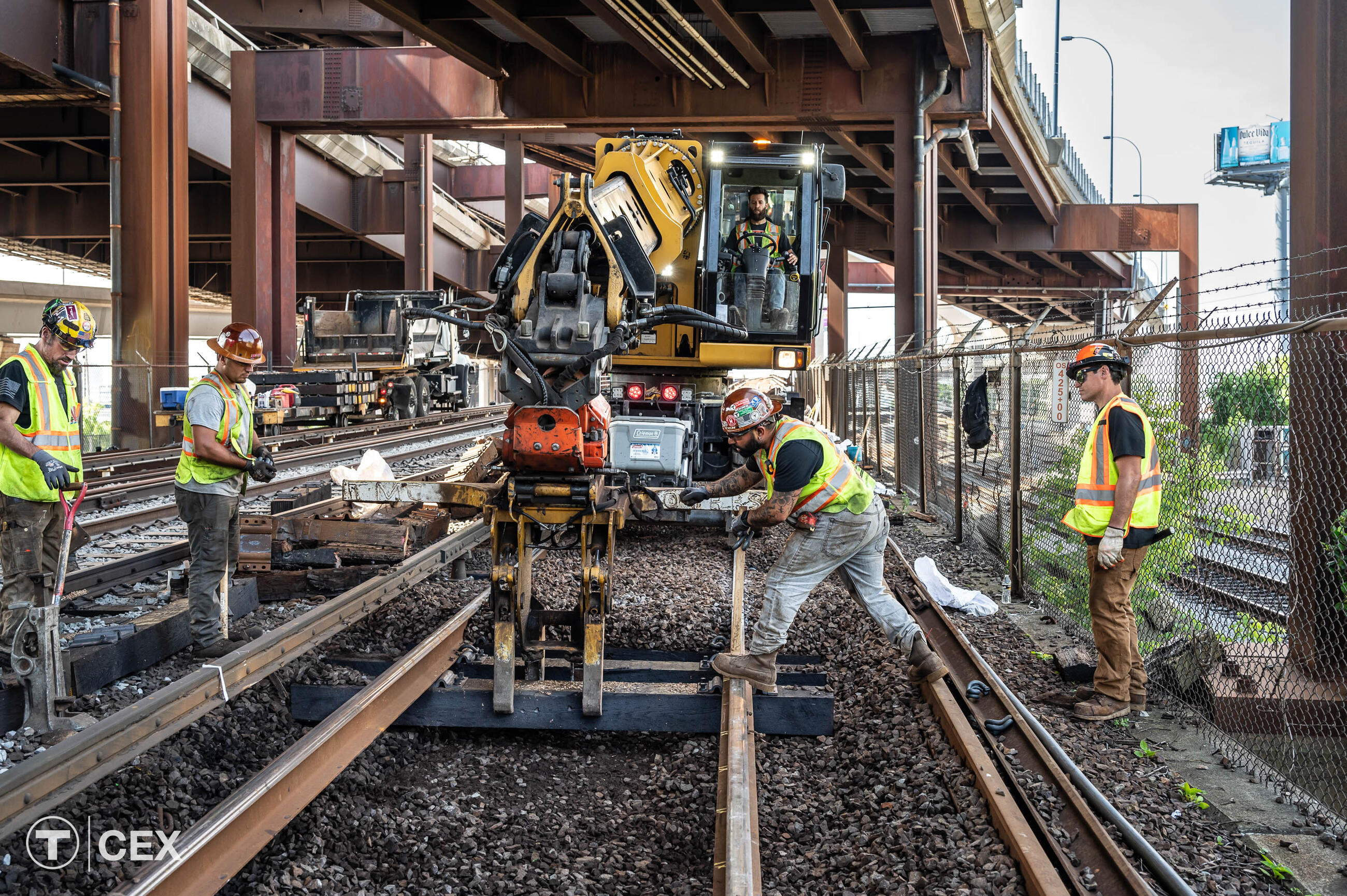 Crews worked to perform critical track and tie replacement work during this Orange Line diversion. Complimentary photo by the MBTA Customer and Employee Experience Department.