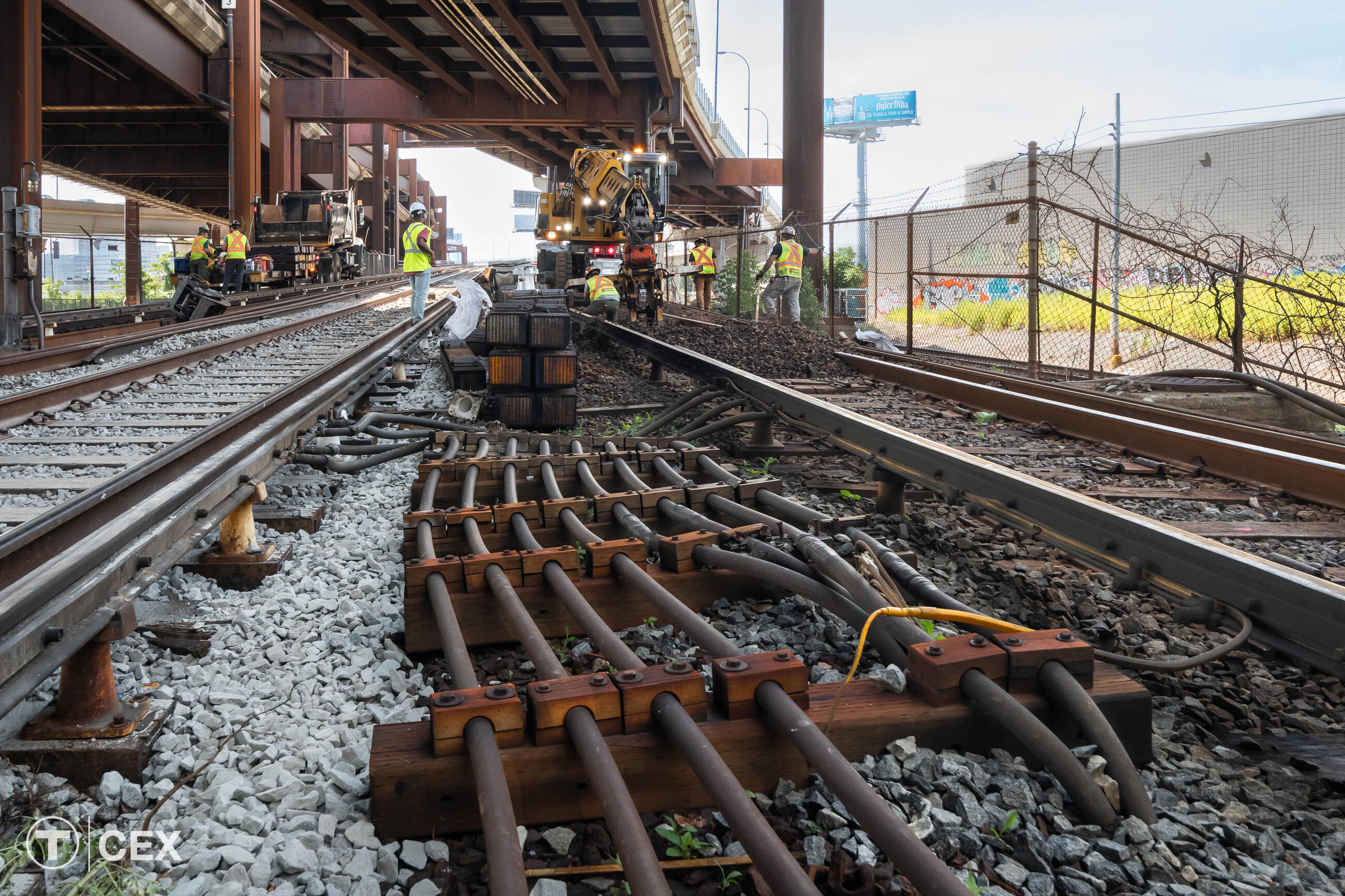 Work included tamping thousands of feet of track along the Orange Line. Complimentary photo by the MBTA Customer and Employee Experience Department.