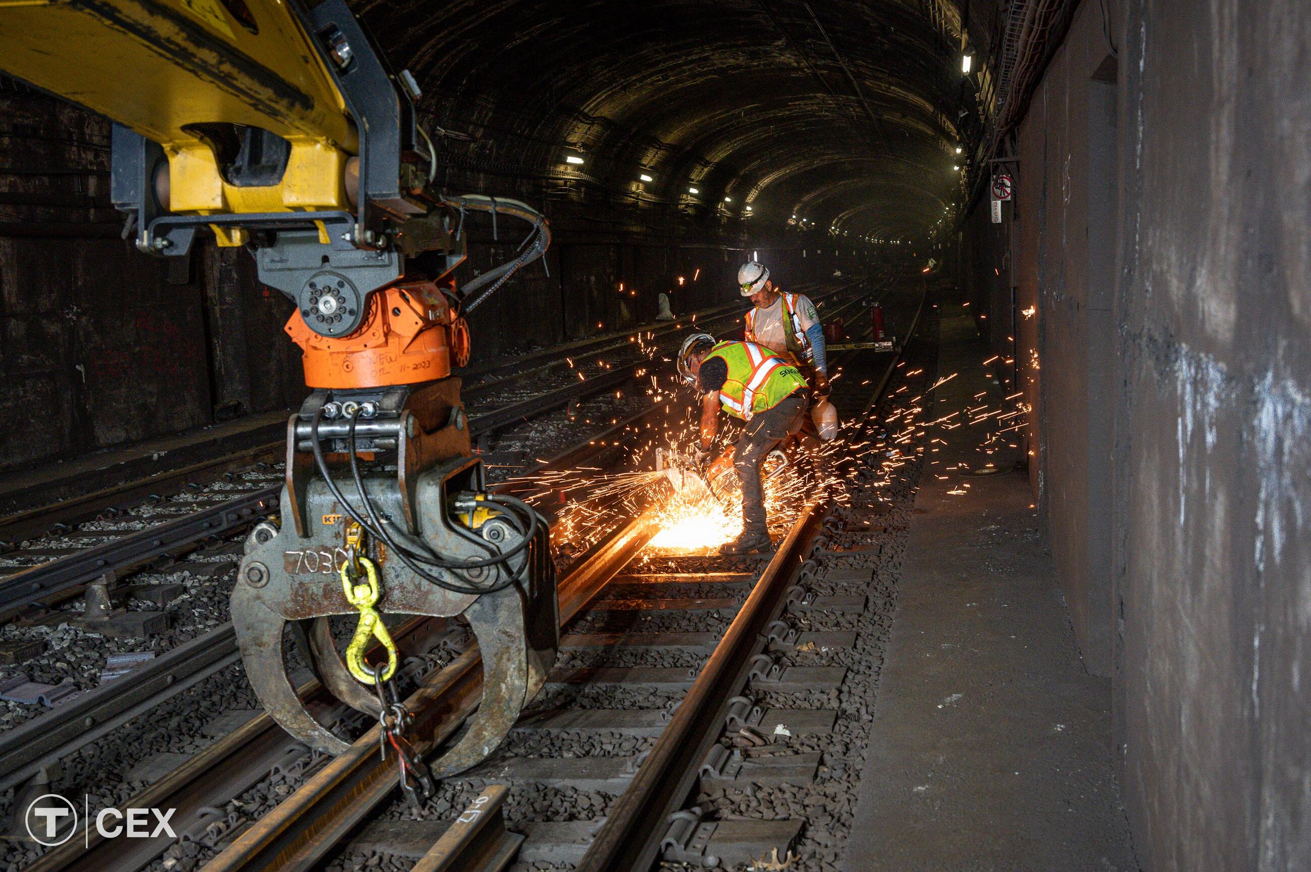 Crews performed improvement work along the Red Line. Complimentary photo by the MBTA Customer and Employee Experience Department. 