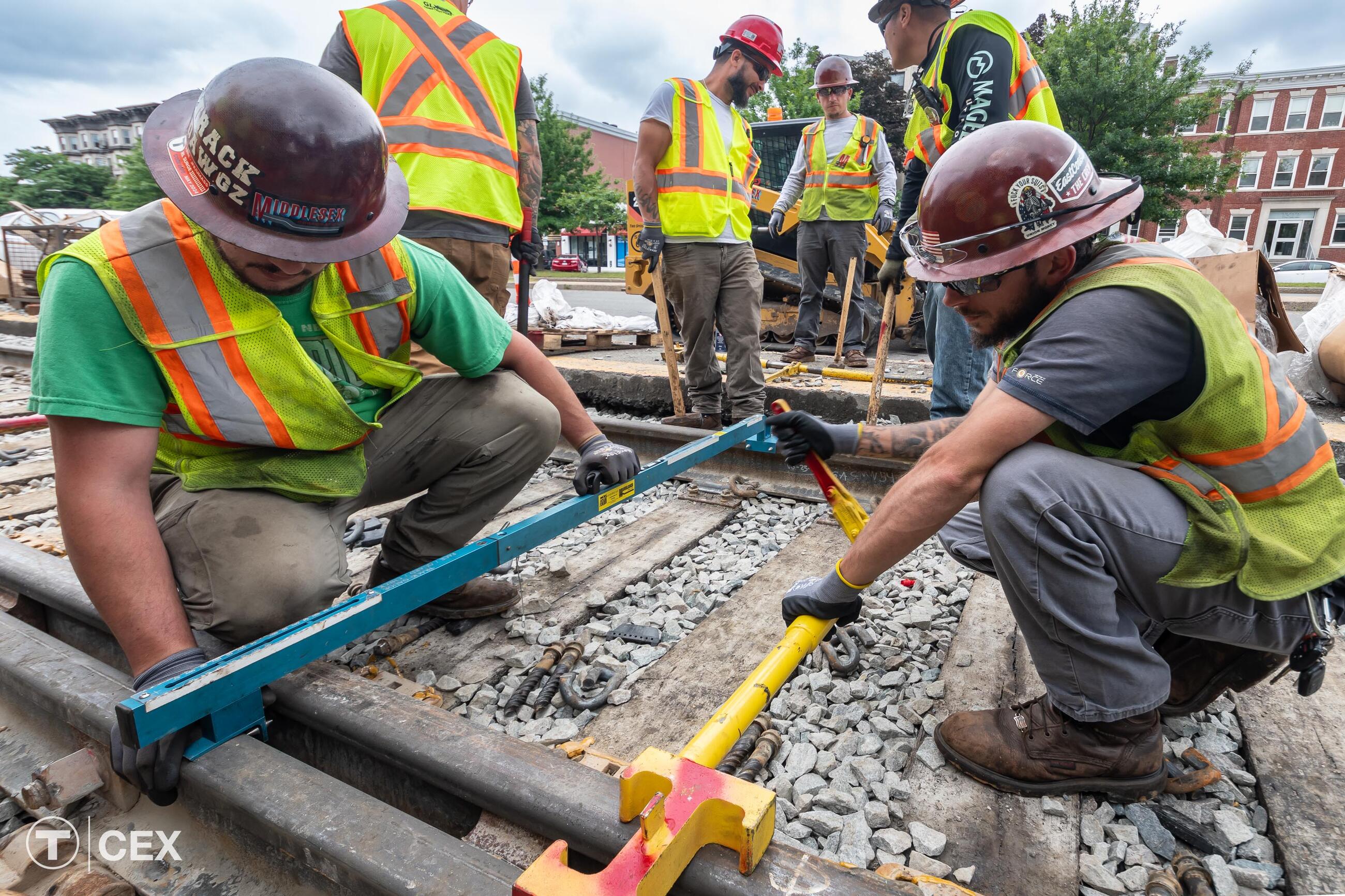 Crews worked in critical track areas during this Green Line service suspension. Complimentary photo by the MBTA Customer and Employee Experience Department.