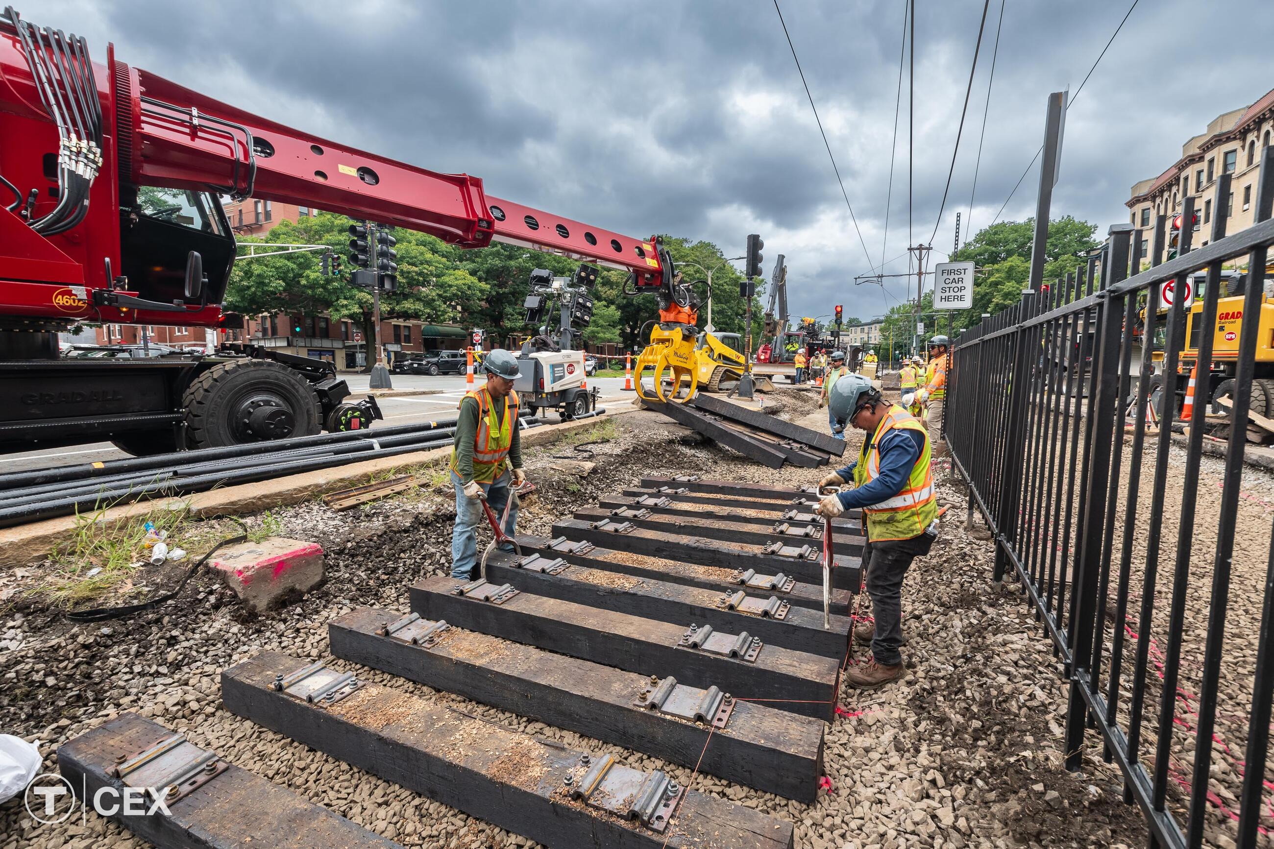 Track and tie replacement work was accomplished along the Green Line. Complimentary photo by the MBTA Customer and Employee Experience Department.