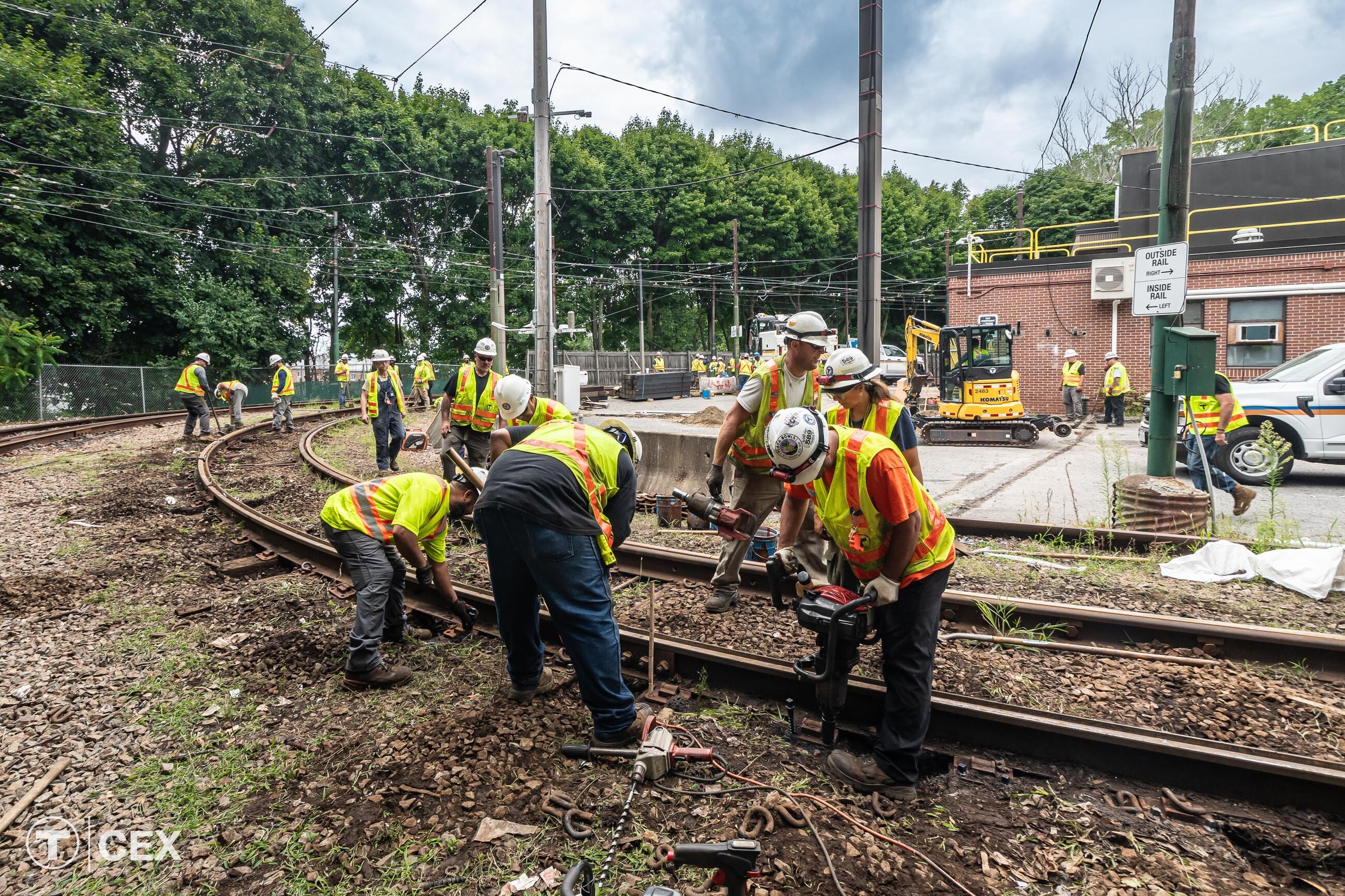 Crews performed critical Green Line track work. Complimentary photo by the MBTA Customer and Employee Experience Department.