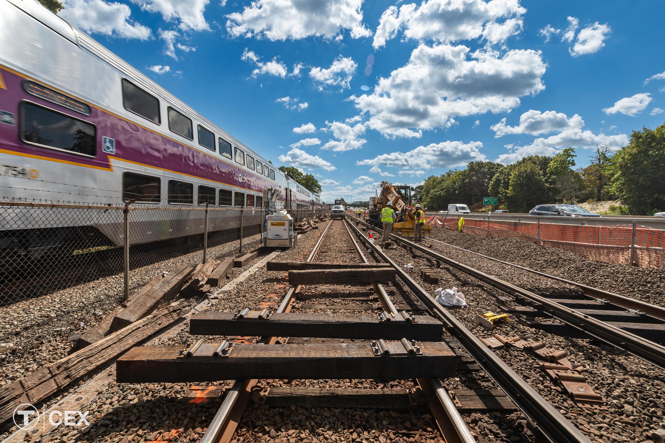 Tie replacement work was accomplished along the Red Line. Complimentary photo by the MBTA Customer and Employee Experience Department.
