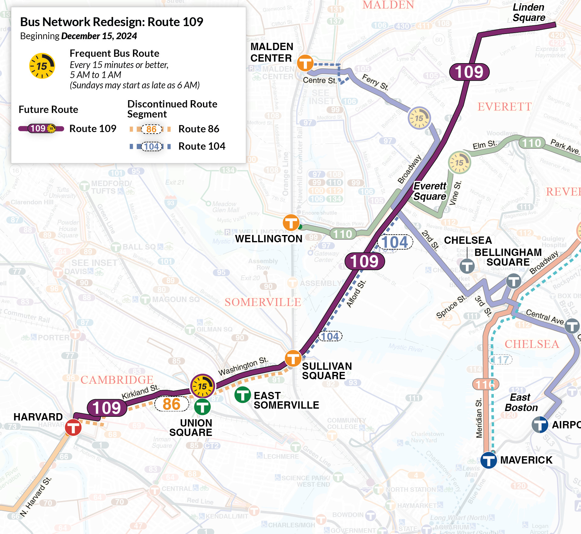 A bus network map displaying routes, stops, and connections