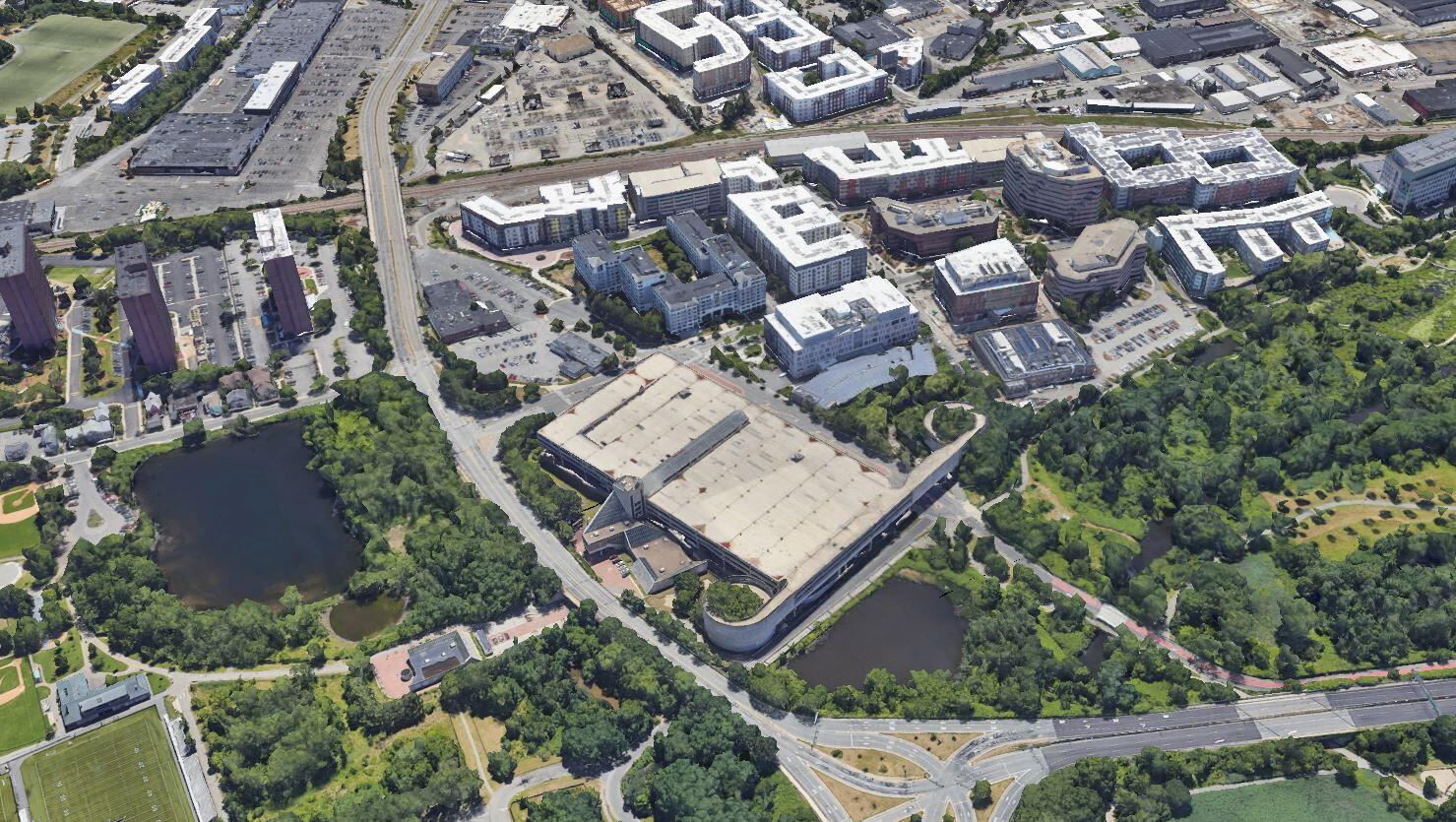 Aerial view of the area surrounding Alewife station