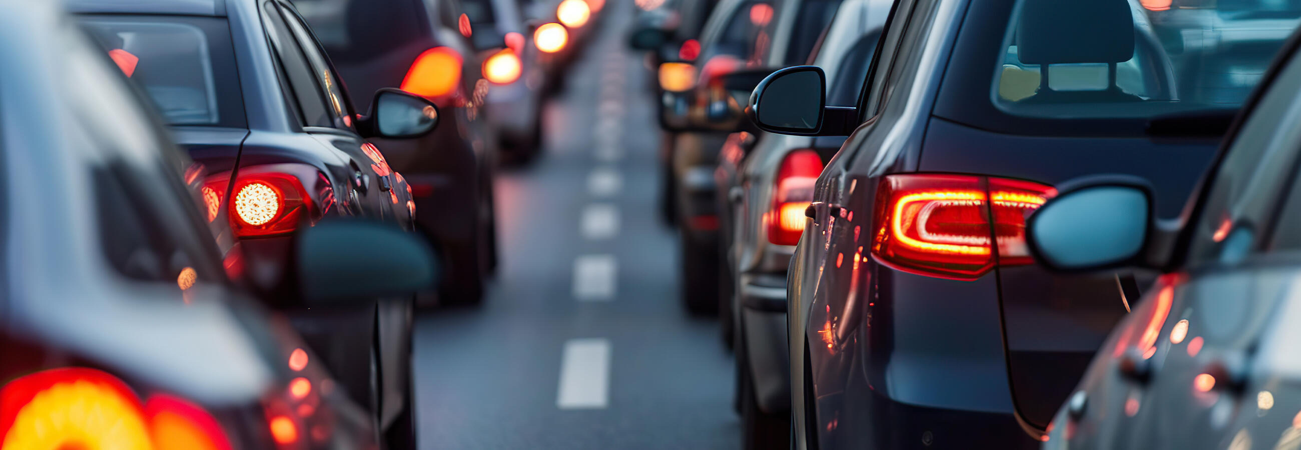 rear headlights of cars in traffic