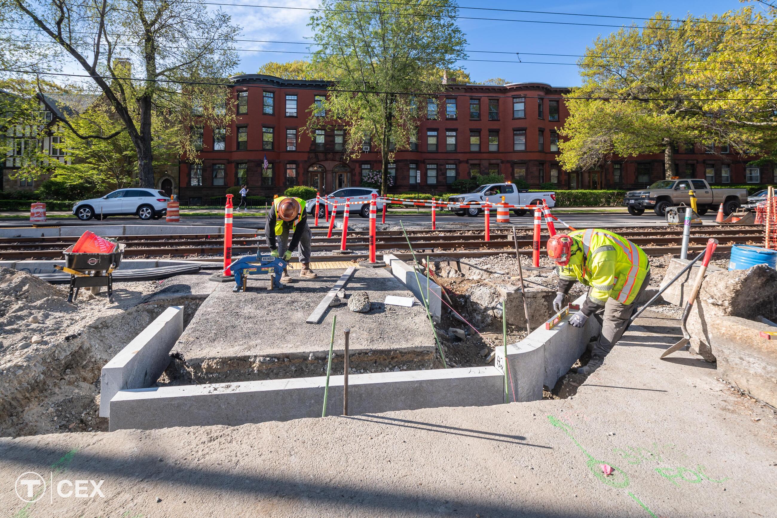 Concrete material is solidifying in the sun