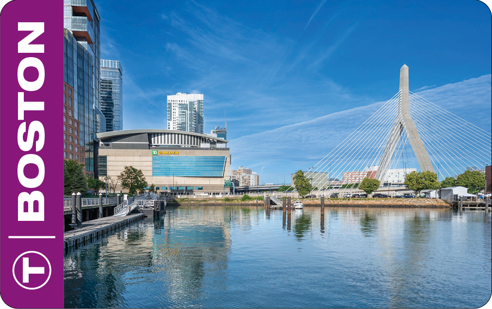 Photo of TD Garden and bridge with water in the foreground