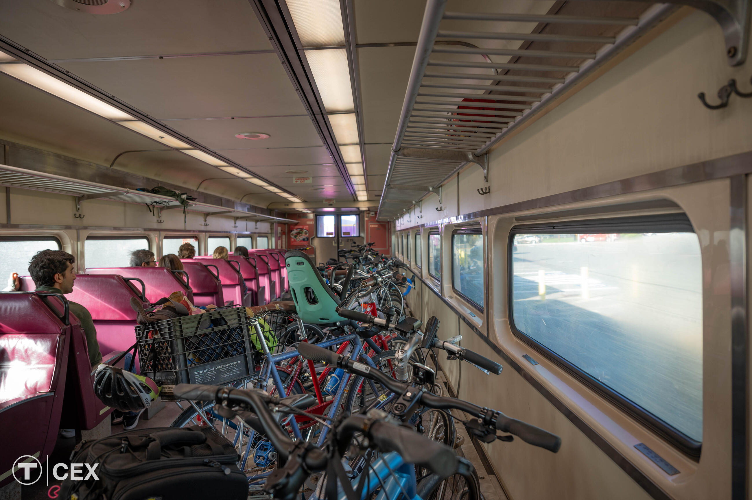 Bicycles and passengers aboard last year’s Fall Rail Ride