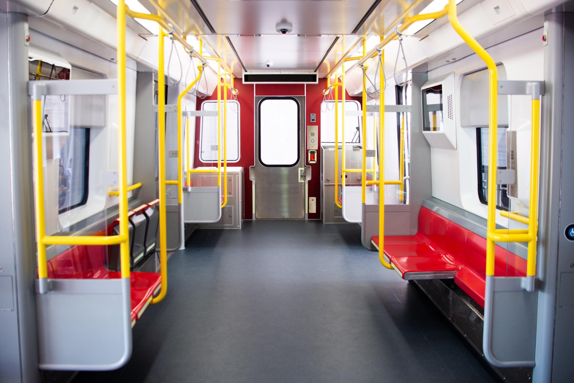 Interior of the Red Line mock-up car.