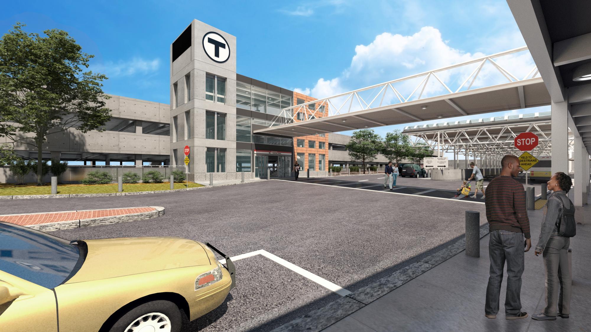 Rendering of the renovated garage Braintree station