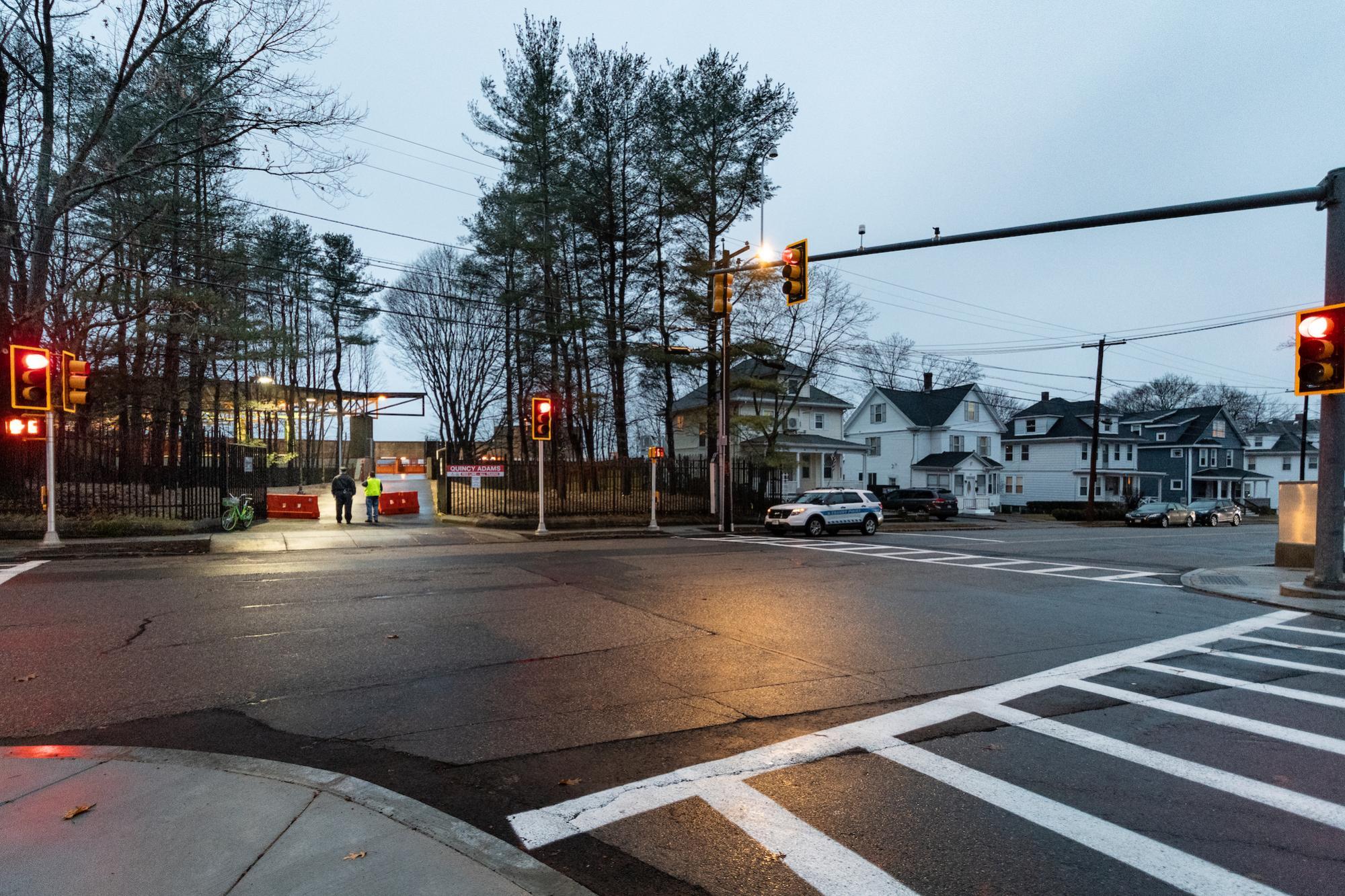 View of the newly opened Quincy Adams gate on Independence Ave, from the intersection just outside