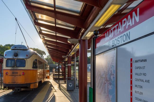 trolley parked at mattapan station