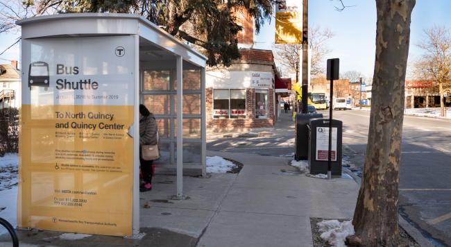 Wollaston bus shuttle shelter