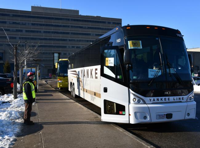 Yankee bus shuttle during Wollaston's renovation