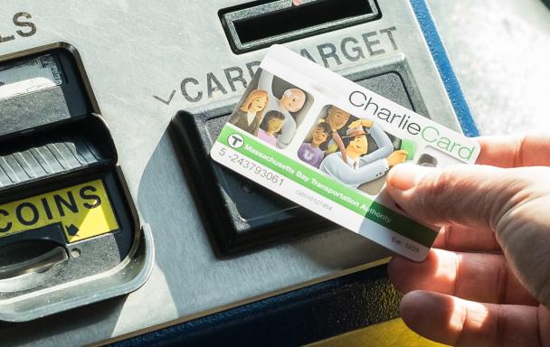 CharlieCard being used at fare box