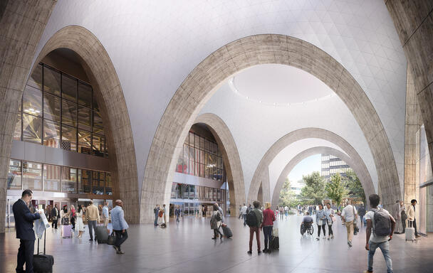 A rendering shows what the new Commuter Rail concourse will look like at South Station