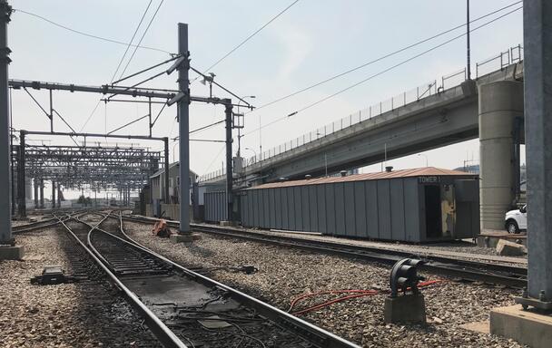 The Tower One interlocking signals and tracks leading to from South Station