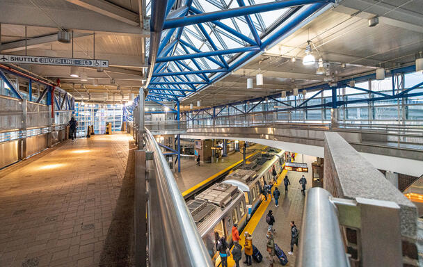 view of Airport station which connect the Blue Line and Silver Line
