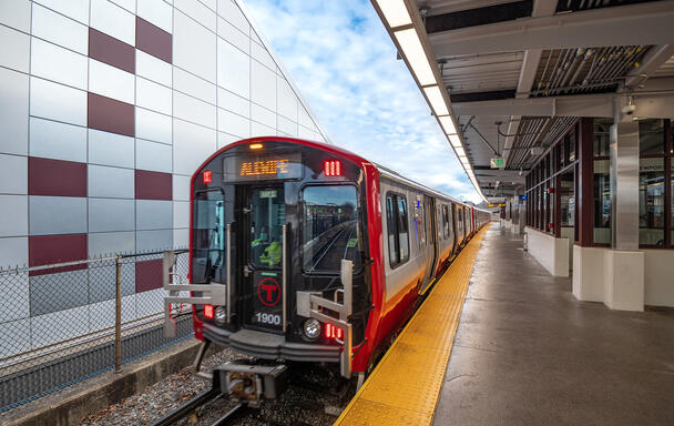 Red Line train at Wollaston stop